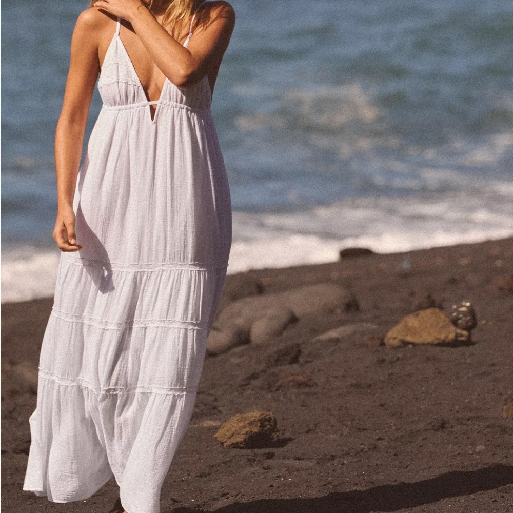 Embroidered Gauze Midi Dress